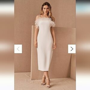 Elliatt-Anthropologie-Harley Ivory Feather Bridal Midi Dress-Size Medium
